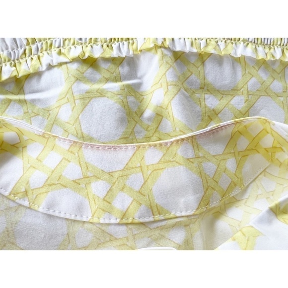 NWT Ann Taylor Rattan Print Peplum Top Small Tie Back Sleeveless Yellow White - Picture 7 of 7
